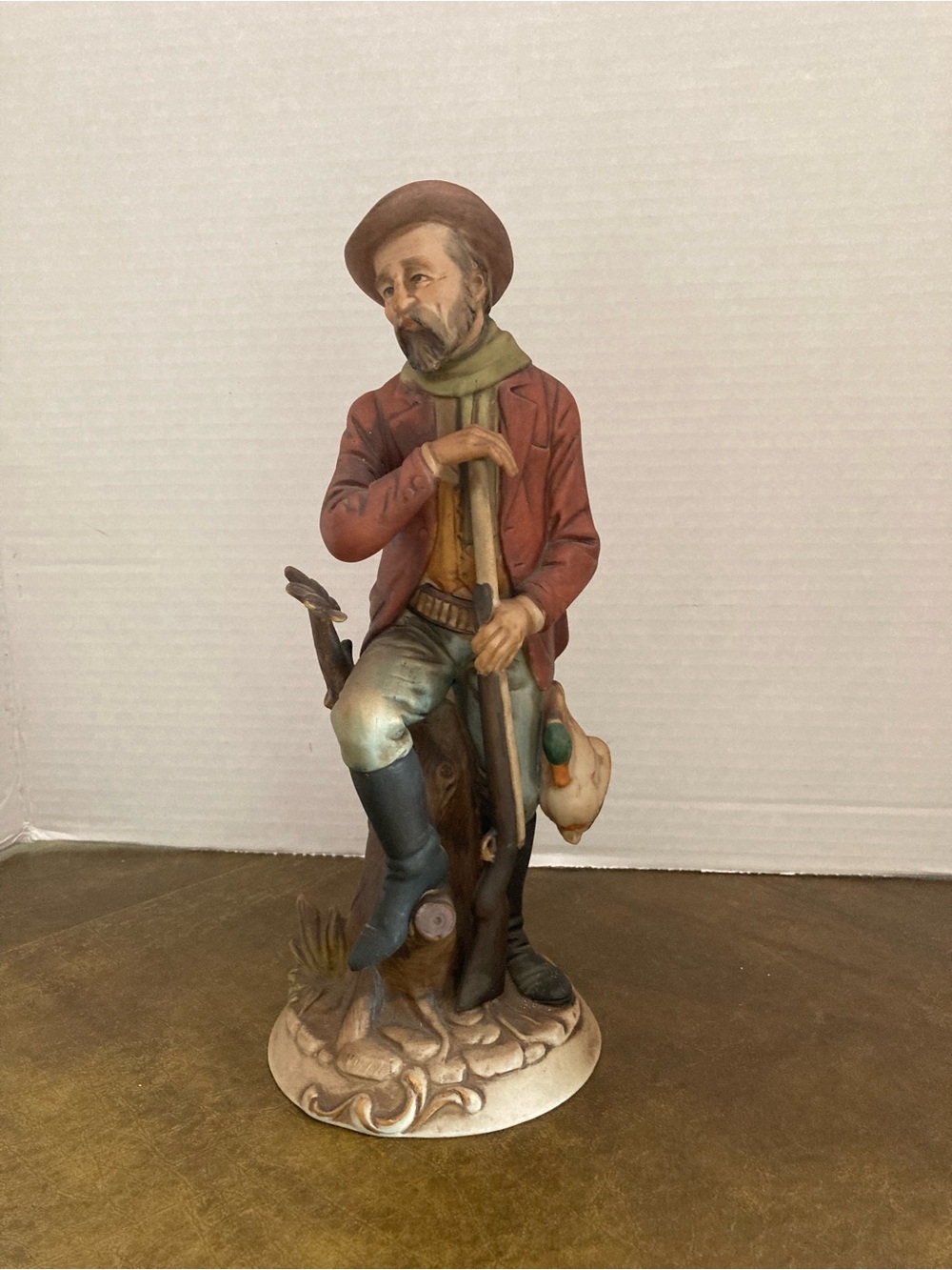Vintage Hand-Painted Rustic Hunter Figurine Sculpture